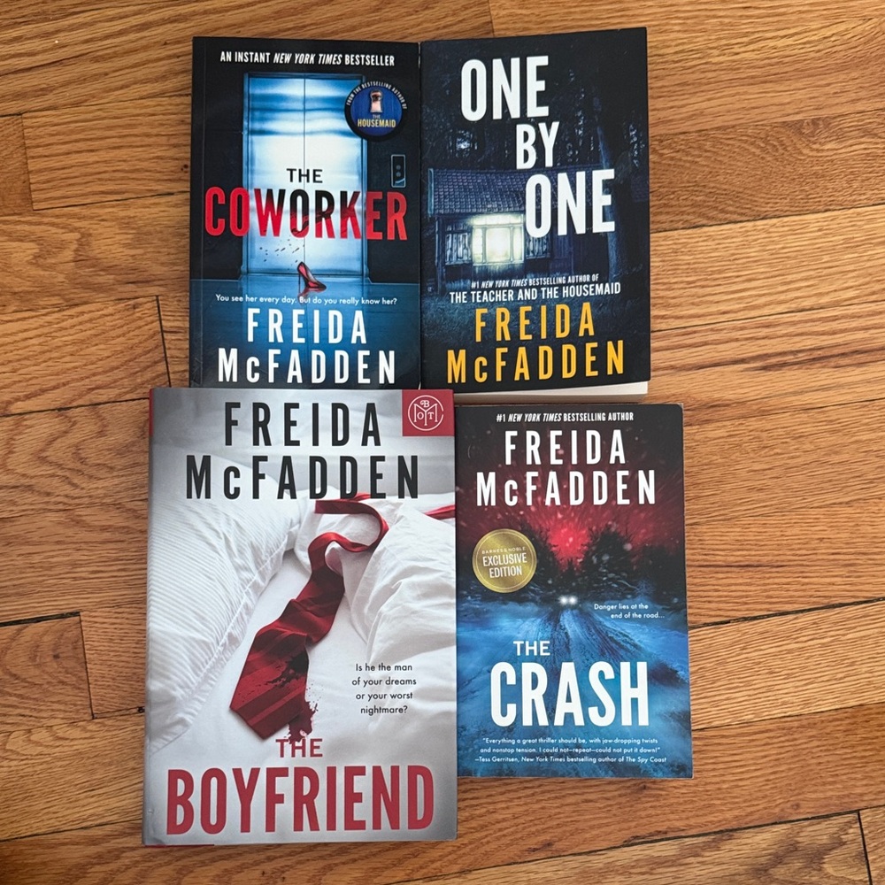 Freida McFadden Paperback Thriller Set - Red, Black, Blue, White Covers
